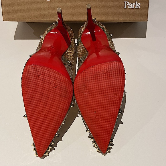 Christian Louboutin Degraspike 100 Python Ecorce in Multi/Light Gold - Picture 6 of 10
